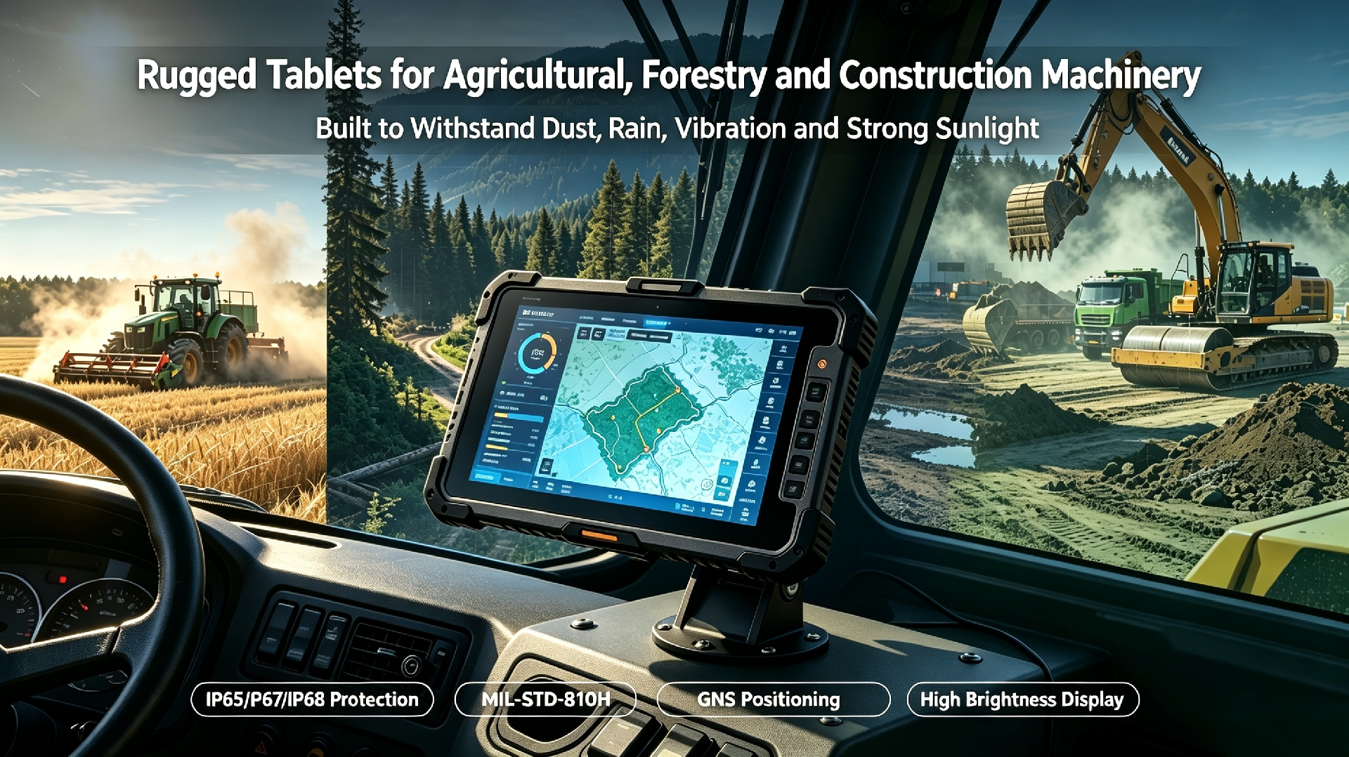 Connecting a Rugged Tablet to Agricultural and Construction Machinery: Power, CAN Bus, RTK and Mounting