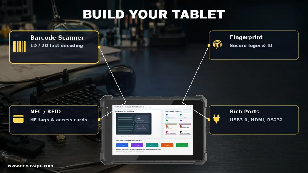 Rugged Tablet Custom Modules: RFID, NFC, Fingerprint & Barcode