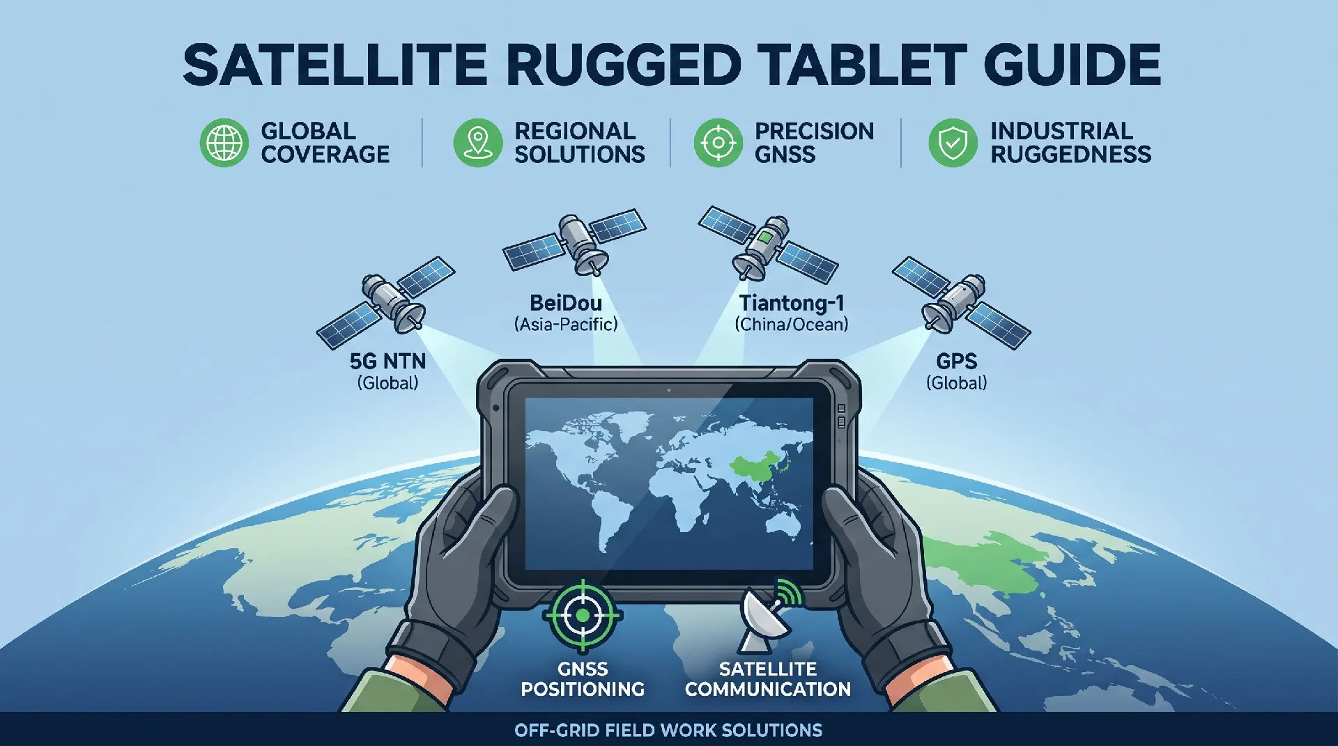 Communication & GNSS Positioning in Rugged Tablets: NTN vs BeiDou vs Tiantong vs GPS