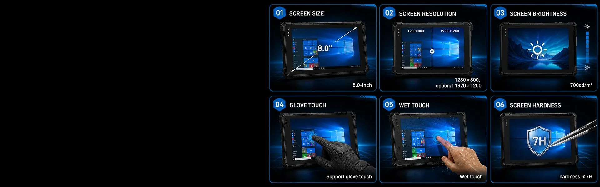 CENAVA W80N N5100 8 Inch Win11 IP68 Windows Rugged Tablet feature