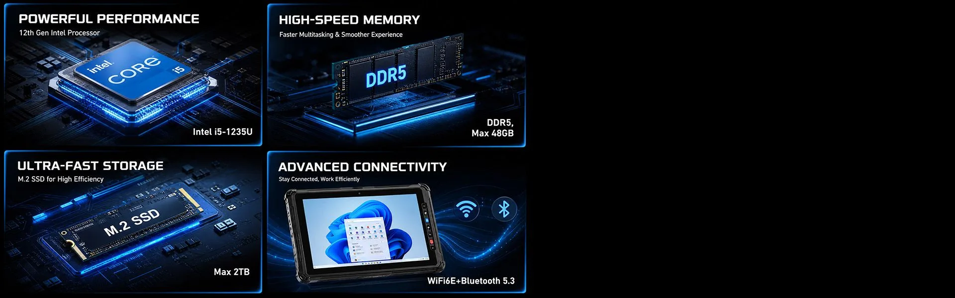 CENAVA W109U i5-1235U 10.95 Inch Win11 IP67 Rugged Tablet feature
