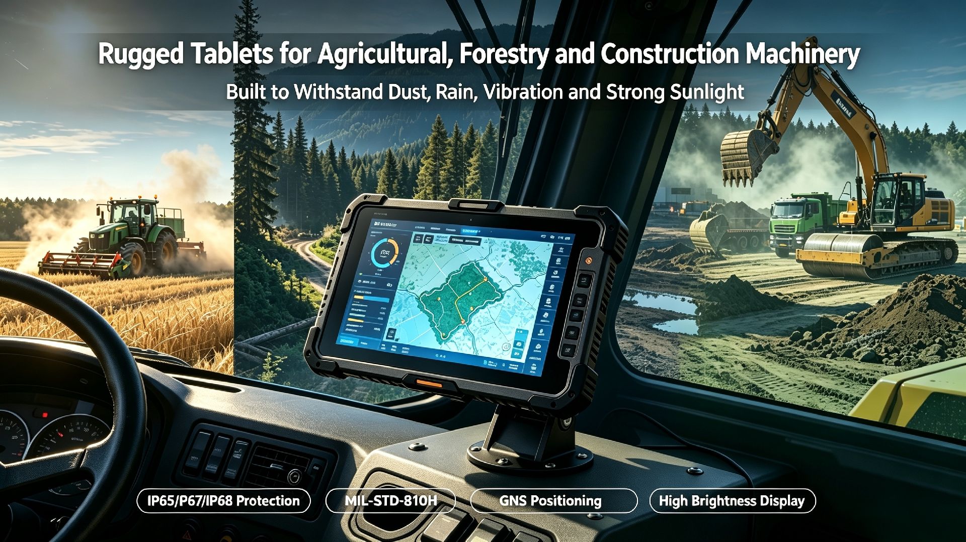 Tablets on Farm and Construction Machinery: Power, CAN Bus, RTK