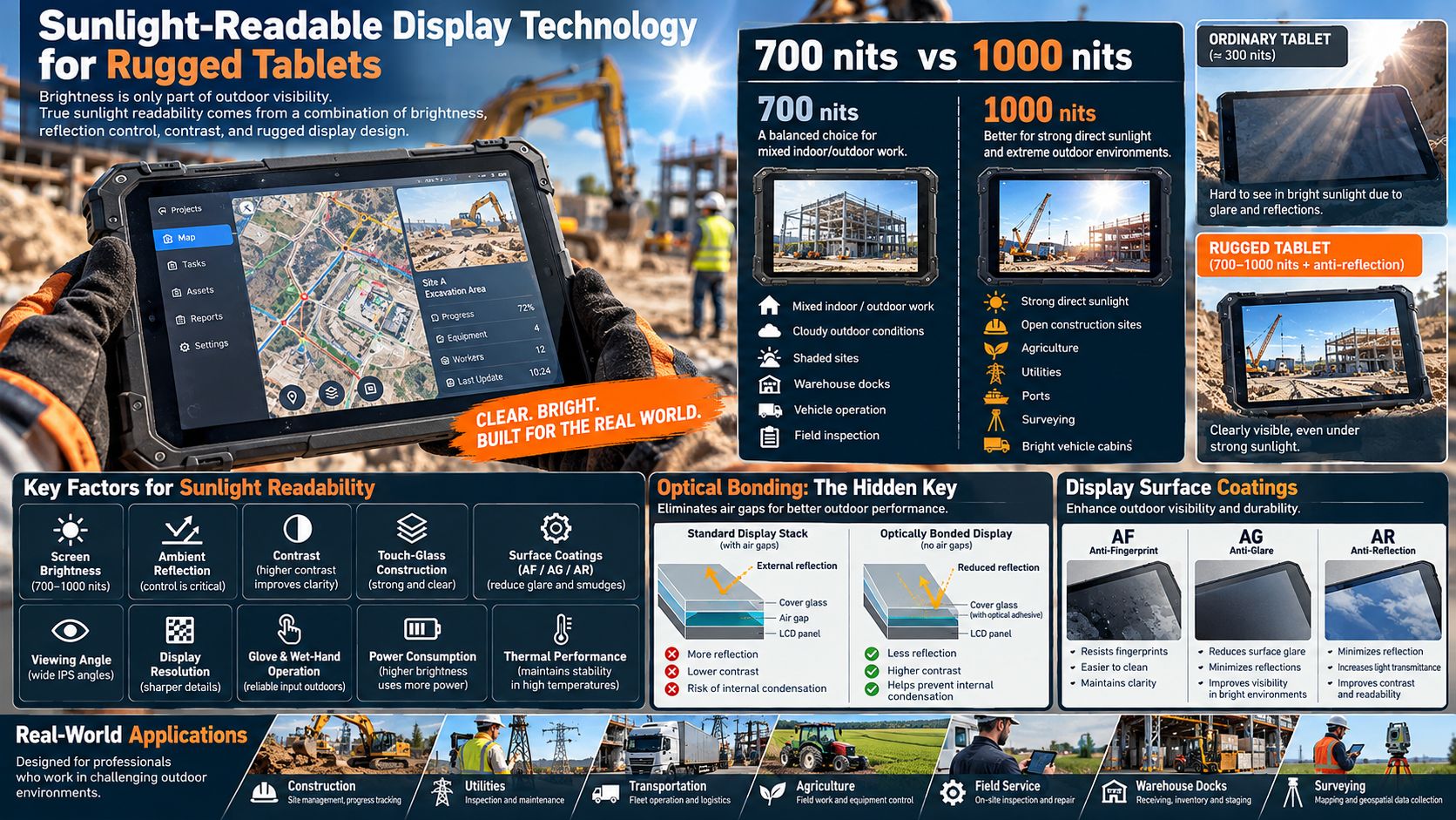 Sunlight-Readable Display Technology for Rugged Tablets