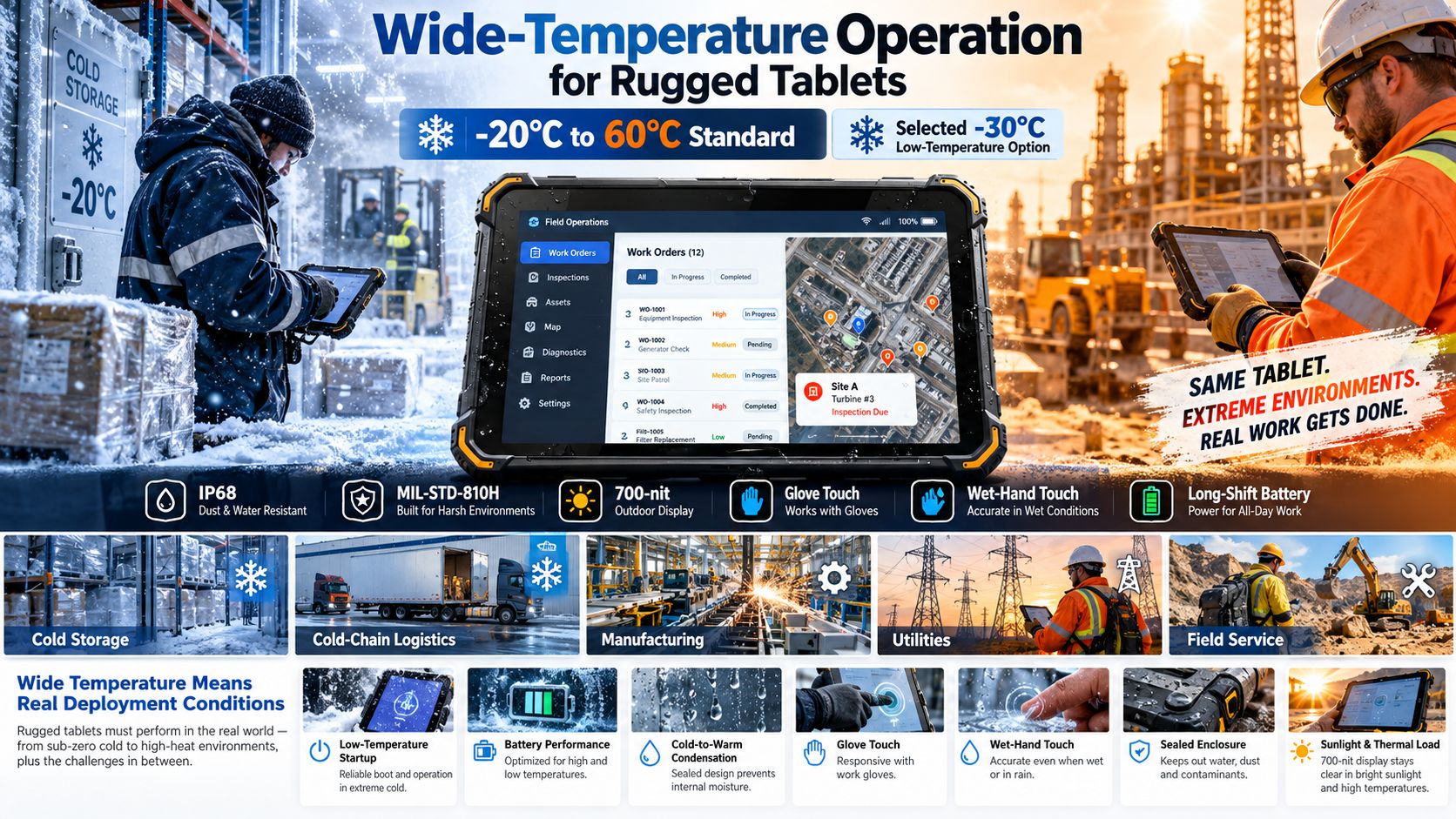 Wide-Temperature Operation for Rugged Tablets