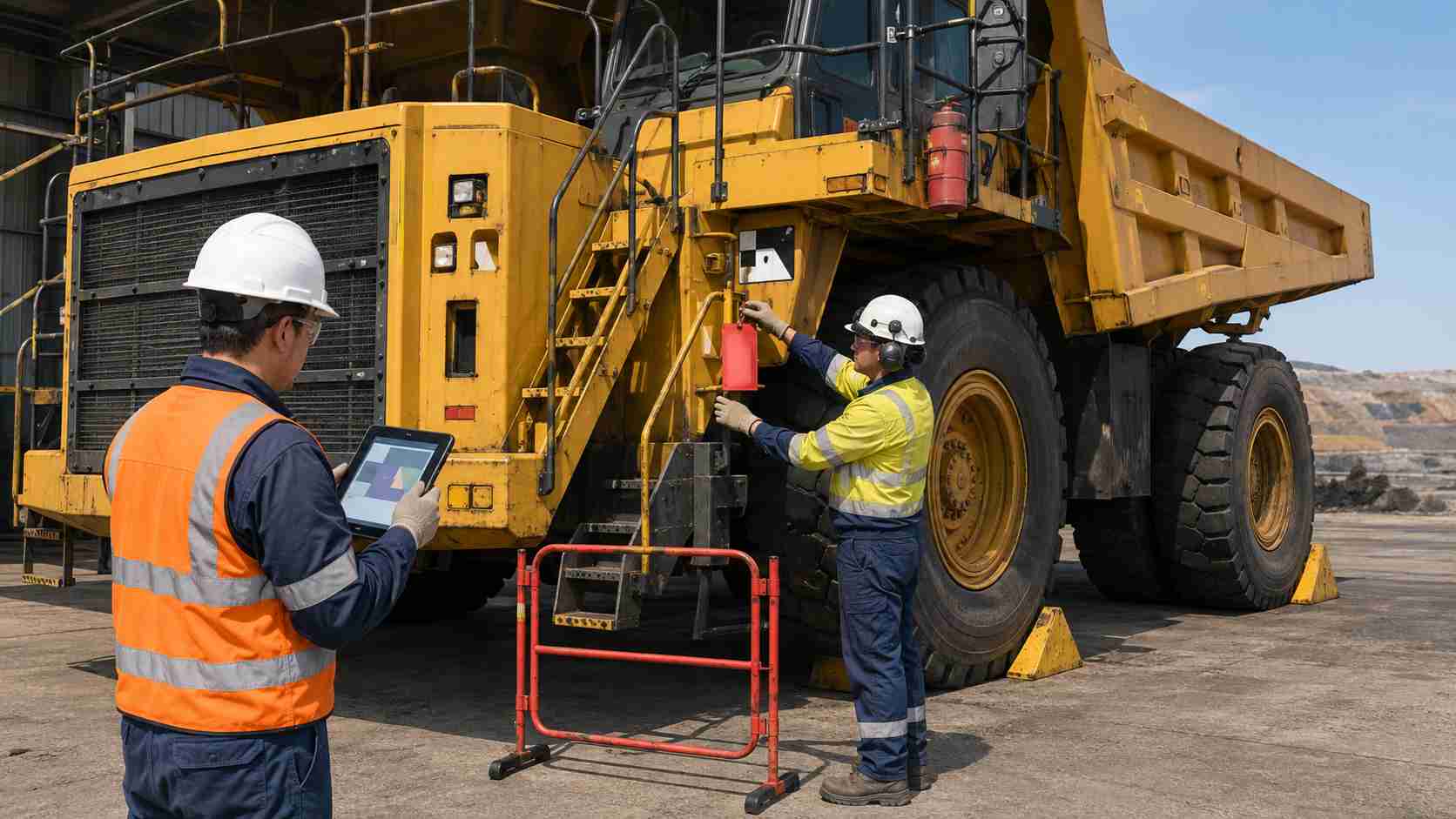 Surface team reconciling offline mine fleet inspections with GIS and maintenance systems
