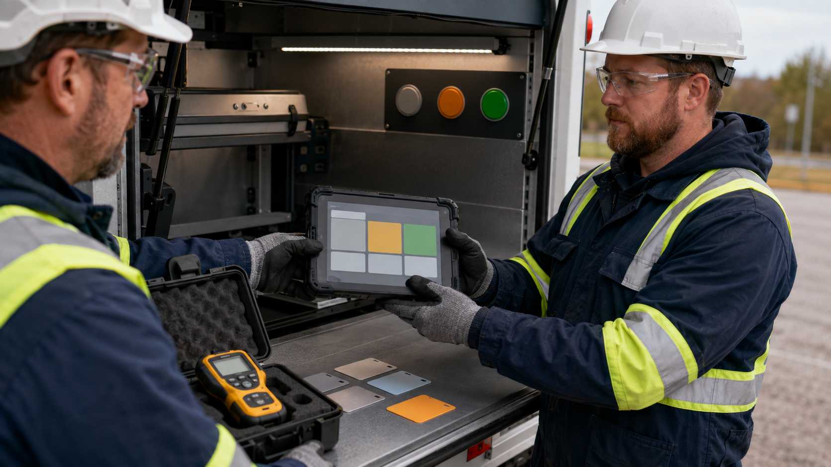 Offline rugged tablet record handover with a separate combustible gas detector