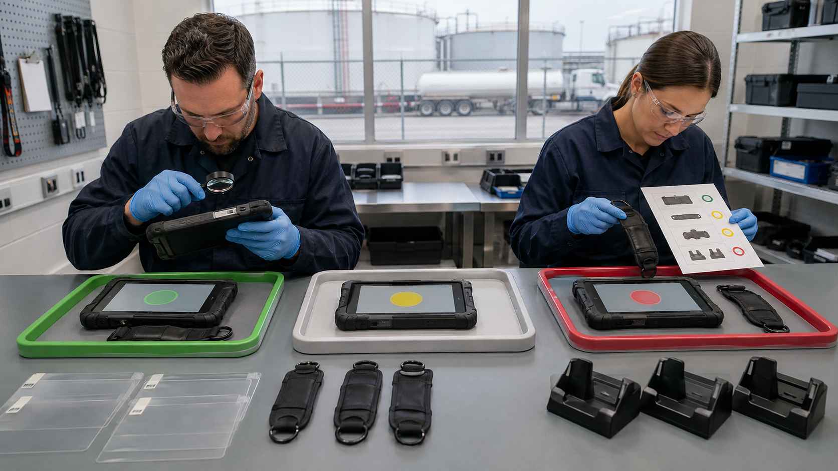 Receiving inspection and post-repair release process for fuel depot rugged tablets